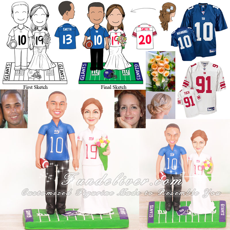 New York Giants Football Wedding Cake Toppers